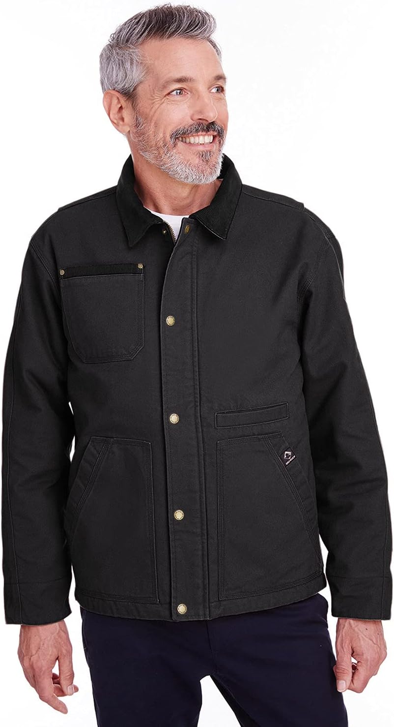 DRI DUCK Rambler Mens Cotton Canvas Hoodless Work Jacket, 5091, Medium, Black