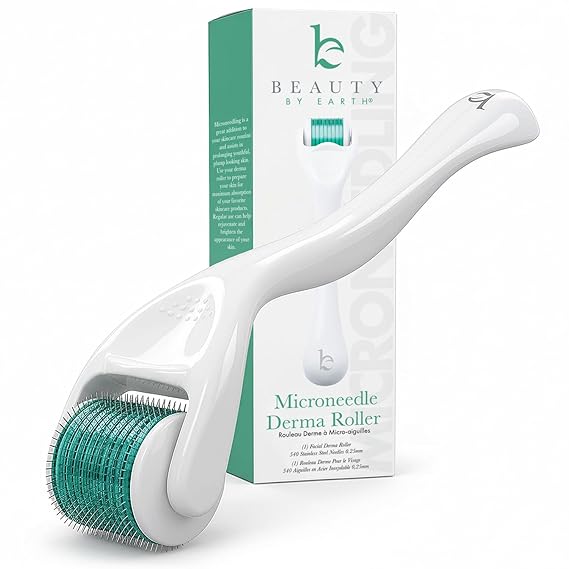 Derma Roller for Scalp, Beard & Face - Microneedling Roller | 540 Stainless Steel 0.25mm Micro Needles, Microneedle Tool for Hair, Skincare Tools for Women & Men