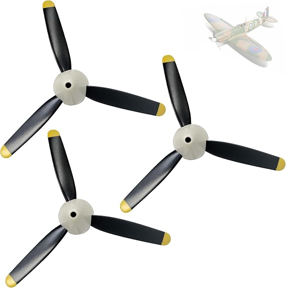 3 Sets RC Plane Propellers for VOLANTEXR Spitfire Fighter 500mm Brushless RC Plane(76805) - 4 Channel RC Airplane Propellers Kit with Nose Cone
