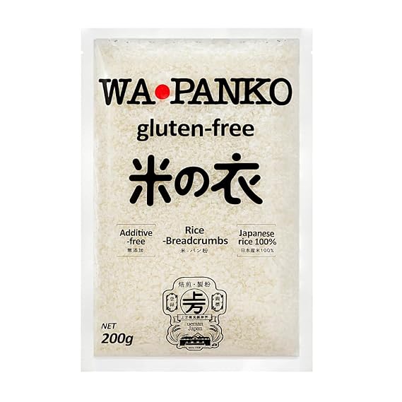 Panko bread crumbs Gluten Free WAPANKORice Bread Crumbs Additive Free 100% Japanese Rice 7.1oz ( 200g ) | Single-ingredient panko made only from Japanese-grown rice; gluten-free, additive-free, vegan and Halal certified.