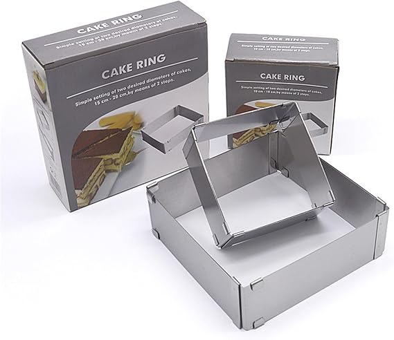 2 Pcs baking frames stainless steel mousse ring square retractable adjustable cake pan baking tools - baking pan square adjustable baking frame cake frame high 1.97in