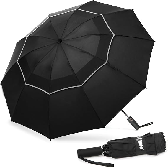 42/46/54/62 Inch Large Golf Umbrellas for Rain Compact Travel Inverted Windproof Double Canopy 10 Ribs Automatic Open/Close