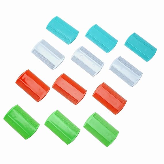 BinaryABC 12 Pack Lice Comb,Double Sided Flea Combs, Fine Tooth Lice Combs | 12-Pack In 4 Colors For Family Use. Made Of Sturdy, Easy-Clean Plastic. For Kids, Adults, And Pets.