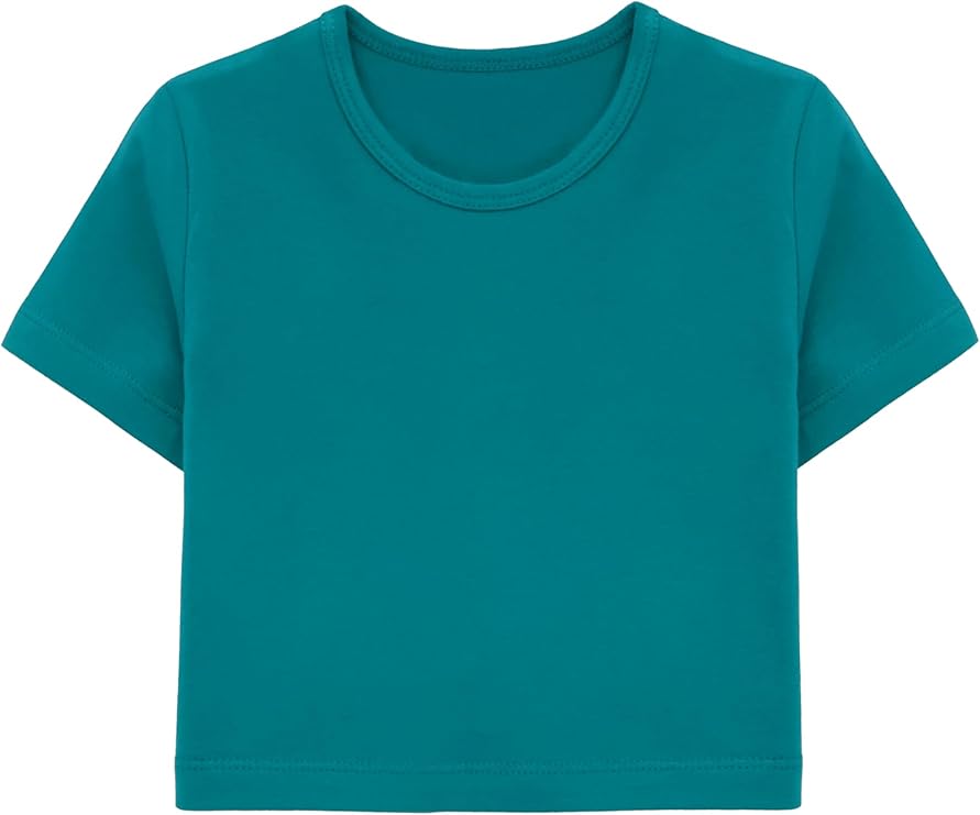 Lilax Girls Short Sleeve Crewneck Crop Top Tee