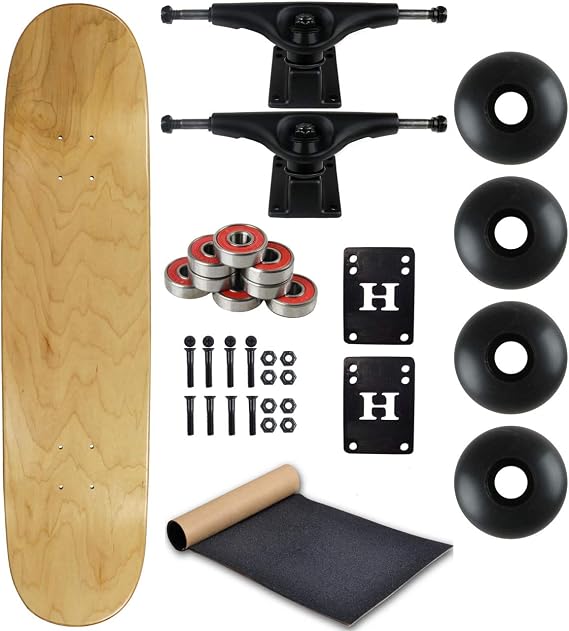 Moose Blank Skateboard Complete 7.25" Natural with Black Trucks and Black Wheels