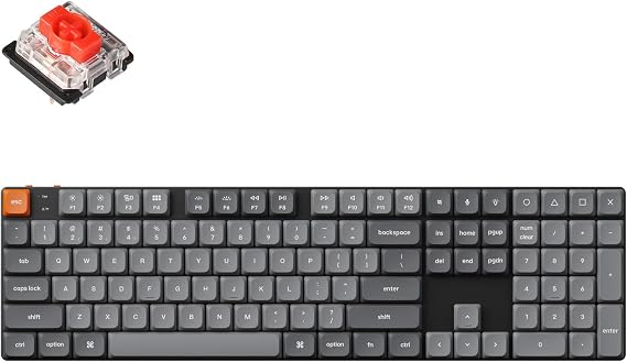 Keychron K5 Max Ultra-Slim Wireless Custom Mechanical Keyboard, QMK/VIA Programmable 3-Mode Bluetooth/2.4 GHz/Wired with White Backlight, Low Profile Gateron Red Switch, PBT Keycaps for Mac Win Linux