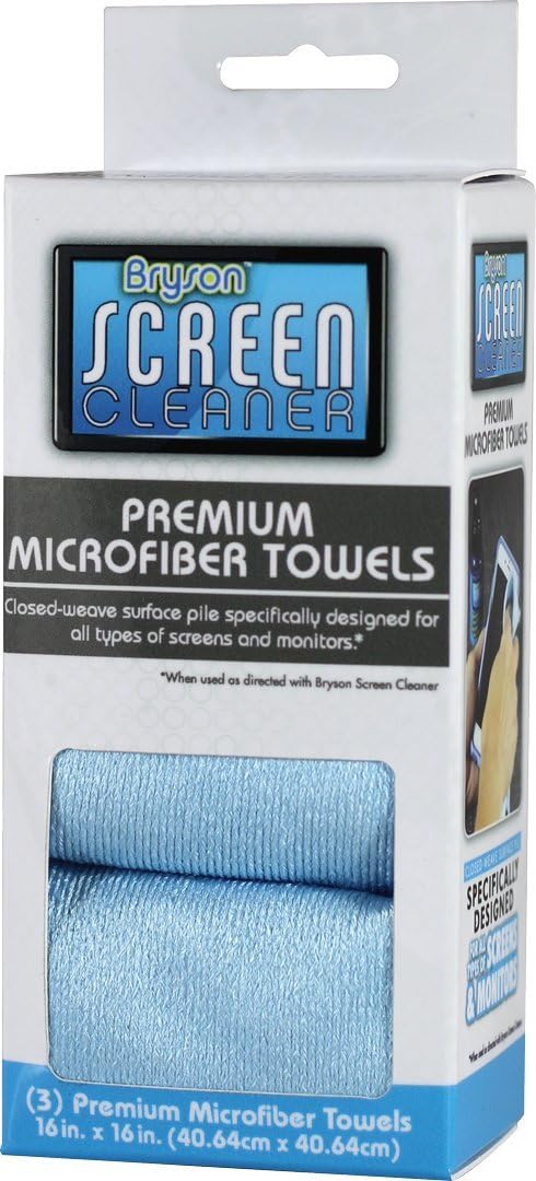 Bryson Screen Cleaning Microfiber Towels 3 - Monitor, Laptop, Desktop, TV, Accessories Wipes 16 in x 16 in