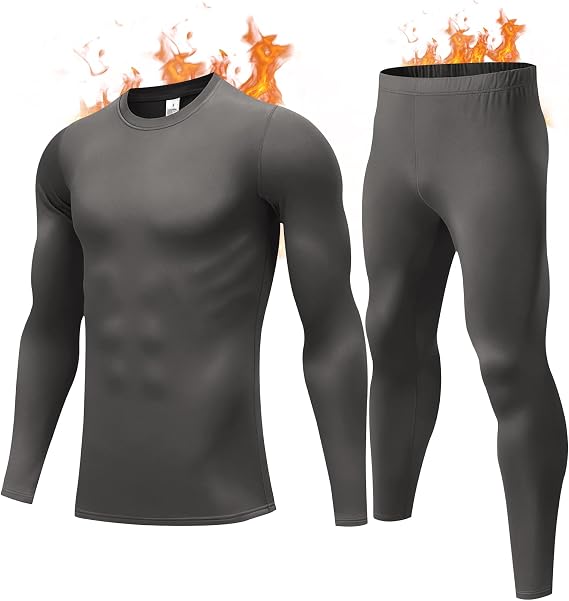 Thermal Underwear for Men, Fleece Lined Long Johns Set Winter Base Layer | Moisture-Wicking, Heat Retention, Base Layer Top & Bottom Set, Long Johns for Cold Weather Skiing Hiking, Sleepwear Gift