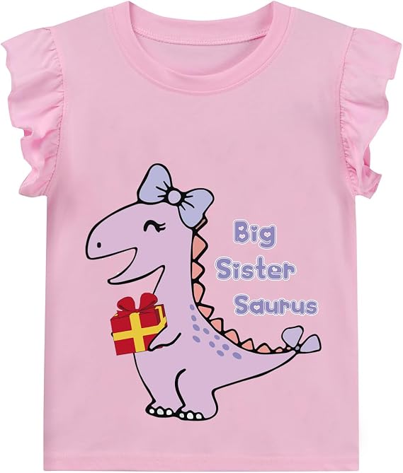 Big Sister Shirt for Girl Promoted to Big Sister Announcement Dinosaur Rainbow Elephant Outfit for Toddler Girl