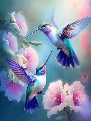 Hummingbird Diamond Painting Kits for Adults, Easy Birds Diamond Art Kits for Beginners, 5D Diamond Painting for Adults, DIY Full Round Drill Gem Arts and Crafts for Home Wall Decor 12x16 Inch