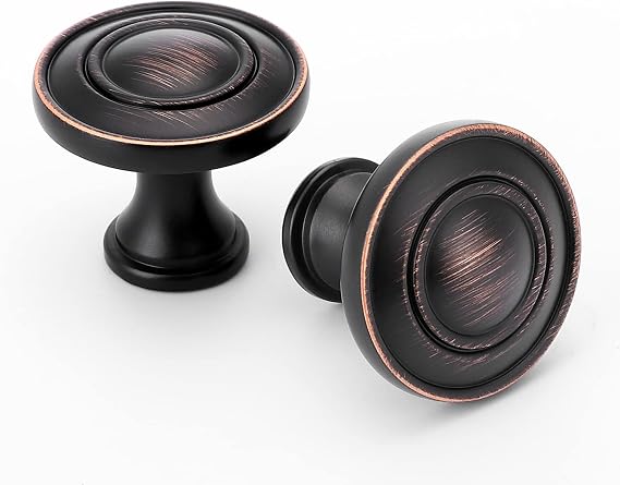 20Pcs Round Cabinet Knobs 1-1/4 Inch ORB Knobs Hardware for Kitchen Drawers | 32mm Funky Oil Rubbed Bronze Cabinet Knobs for Kitchen Bathroom,TV Cabinets Decorative Knobs and Drawers Cabinet Hardware