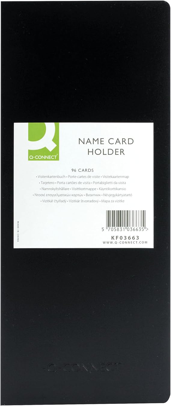 Q-Connect Polypropylene Name Business Card Holder 96 Card Black