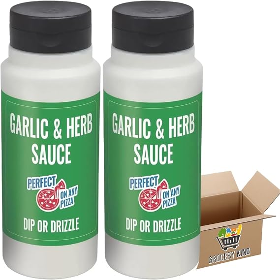 Garlic & Herb Sauce – Creamy & Indulgent Family Pack, Perfect for Dipping or Drizzling, 930ml (Single or Pack of 2) Grocery King (Pack Of 2)