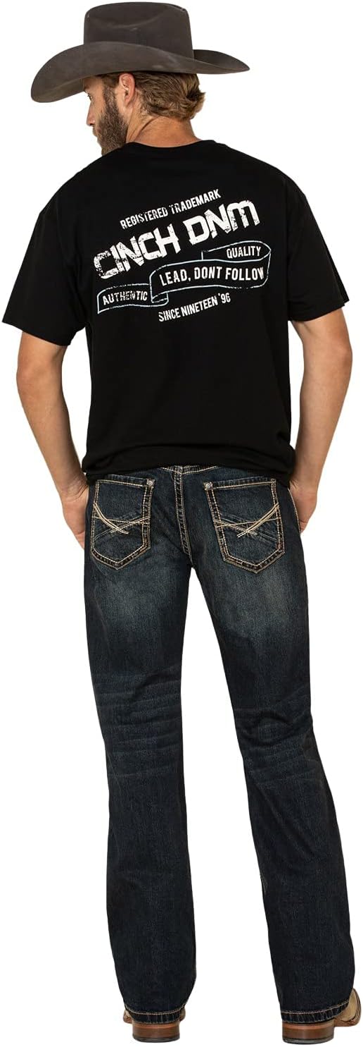 Rock & Roll Denim Mens and Dark Reflex Double Barrel Relaxed Bootcut Jeans Indigo 31W x 34L