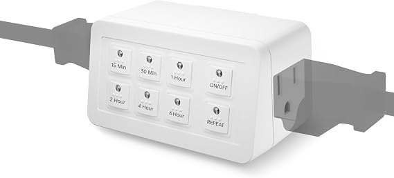 BN-LINK Indoor Countdown Timer with Repeat Function, 2-Outlets, 3-Prong | Digital Timer for Electrical Outlets, Heavy Duty Accurate Compact Size for Appliance, 15A/1875W 12 HP ETL Listed