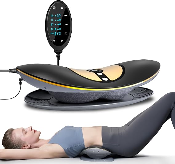 Electric Lumbar Traction Device, Multifunctional Back Traction Device with Dynamic Airbag Traction, 20-Level Electrotherapy, 3-Level Vibration Massage and Thermal Therapy from 113 to 131F