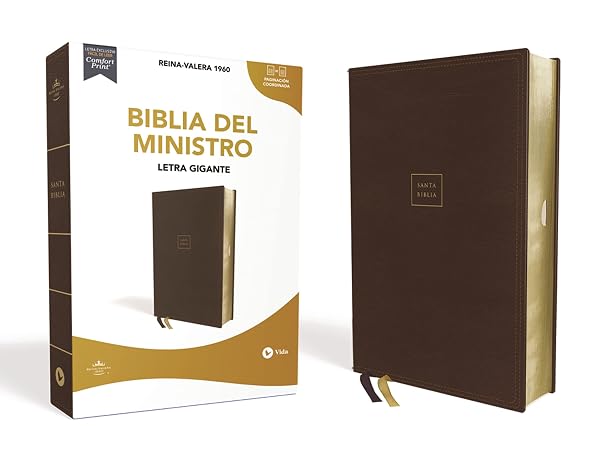 RVR60, Biblia del Ministro, Letra gigante, Leathersoft, Cafe, Palabras de Jesus en Rojo, Comfort Print (Spanish Edition)