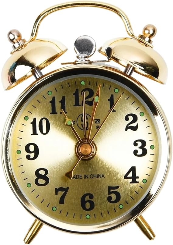 Alarm Clock Household Mechanical Gold Alarm Clock Manual Wind Up Vintage Metal Clock Cute Oversized Ringtone Alarm Clock Desk Clock