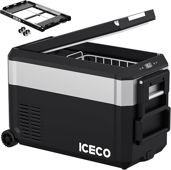 ICECO JP40 Pro 12 Volt Refrigerator Freezer, Portable Fridge with SECOP Compressor,4F to 68F, DC 12/24V, AC 110/240V, Car Freezer for Camping, Outdoor, with Multi-Directional Lid