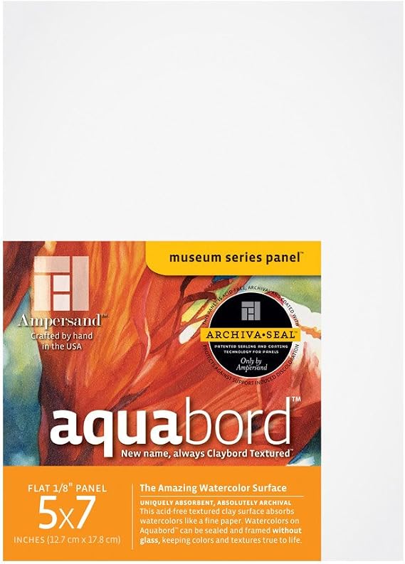 Ampersand Art Supply Watercolor Painting Panel: Museum Series Aquabord, 1/8 Inch Flat Profile, 5" x 7" - Pack of 3