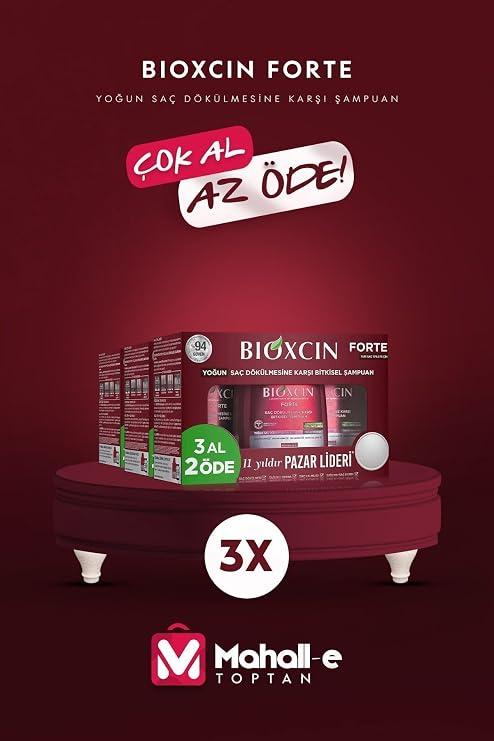 Bioxcin Forte Yoğun Saç Dökülmesine Karşı Şampuan, 300 ml, 3'lü Set