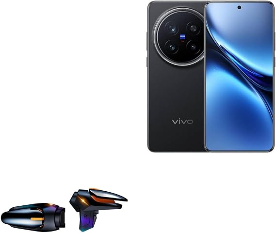 BoxWave Gaming Gear Compatible with vivo X200 Pro - Touchscreen QuickTrigger Auto, Trigger Buttons Autofire Gaming Mobile FPS - Jet Black