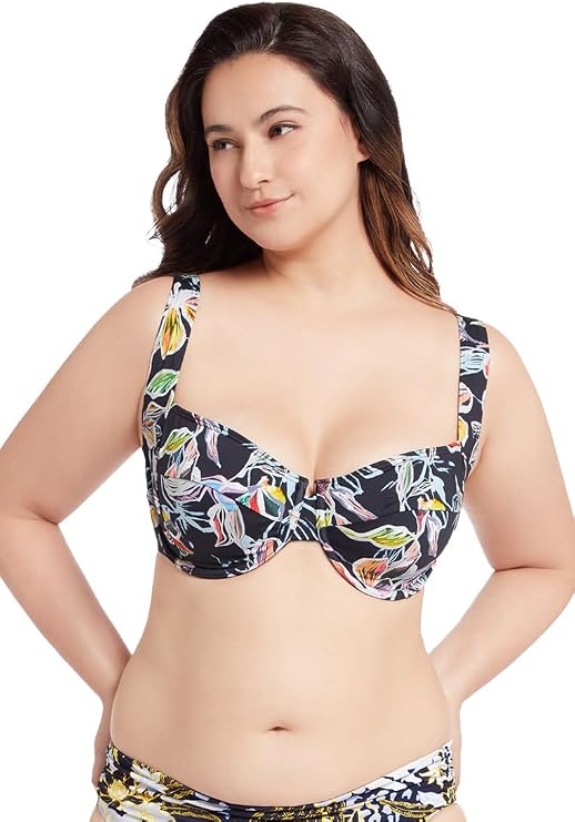 Sunseeker Swimwear Women Removable Padded Pad Underwire Bikini Swim Top Bathing Wide Strap Good Support Curve Plus Size