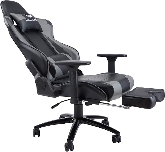 KILLABEE Big and Tall 350lb Massage Gaming Chair Metal Base - Adjustable Massage Lumbar Cushion, Retractable Footrest High Back Ergonomic Leather Racing Computer Desk Executive Office Chair