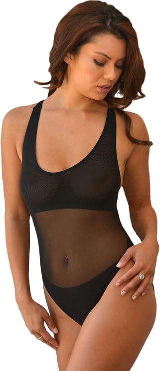 Brigitewear Cross Back Sheer One Piece Swimsuit