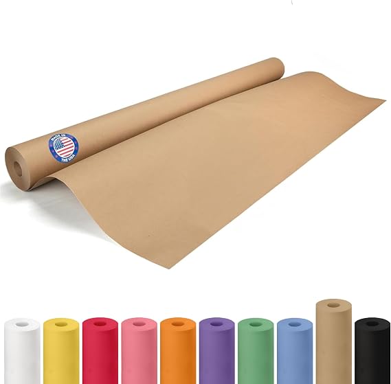 IDL Packaging Brown Paper Roll 36" x 1200" (100 feet) - USA-Made Thick Kraft Paper Roll 50lb Thickness for Packing, Moving, Shipping & Crafts/Arts - 100% Recycled Natural Craft Wrapping Material