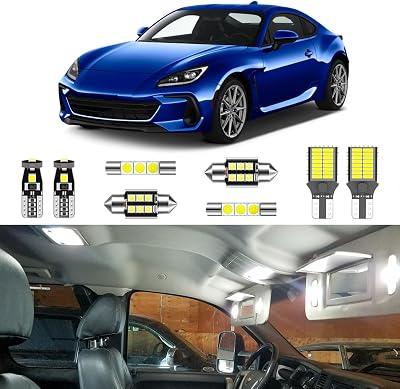 LIGHSTA 7PCS Super Bright White Interior LED Light Kit Package for Subaru BRZToyota GR86 4th 2022 2023 & Up Interior LED Map Dome Door Trunk Brake Reverse Lights and Install Tool