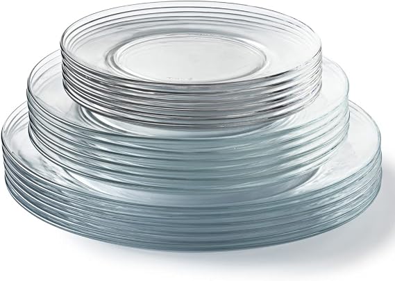 Duralex Lys Glass Dinnerware Set 18-Piece Clear Dinner, Dessert & Soup Plates for All Occasions