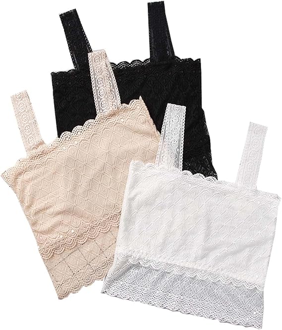 3 Pack Lace Bra Bralettes Crop Top Non-Padded Stretchy Bra for Women Daily Favor