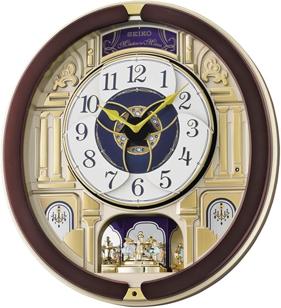 SEIKO Melodies in Motion Wall Clock, Golden Pillars