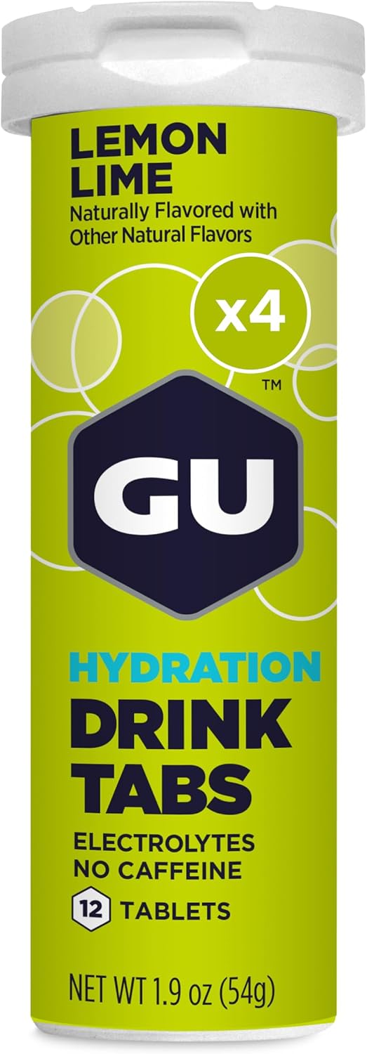 GU Energy Hydration Electrolyte Drink Tablets, (Lemon Lime, 4-Count)