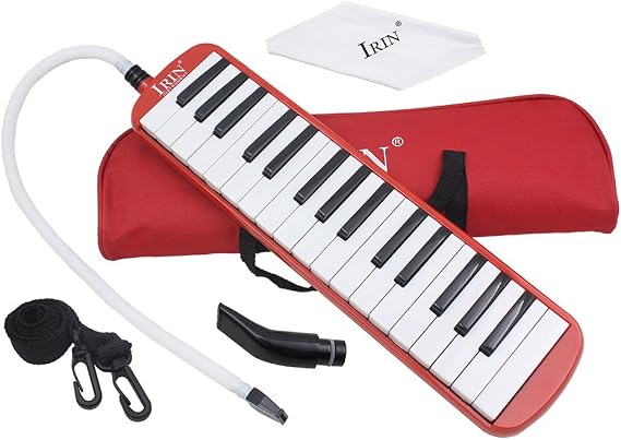 32 Key Melodica Piano Keyboard Instrument with Carrying Bag(red)