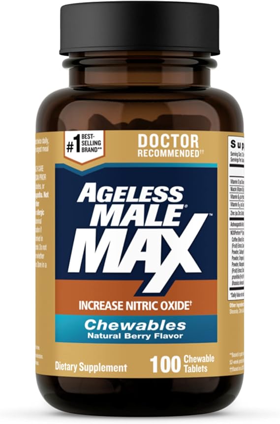 Ageless Male Max Chewable Nitric Oxide Booster for Men - 100 Count