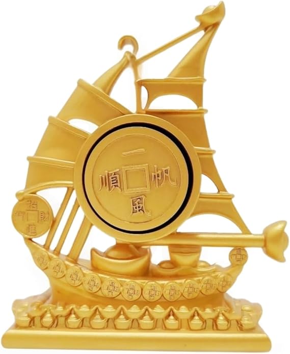WF Brass Ship Figurines, Easter Decorations Statue, Pressure Reducing Rotating Device - for Holiday Birthday Present Women Men Ornamen