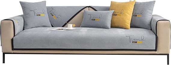 Soft Thick Plush Sofa Covers - New Non-Slip 1 2 3 4 Seater Couch Covers, Washable Fluffy Covers Corner Sofa Slipcover Furniture Protector For Living Room(35"x94"/90x240cm,Gray)
