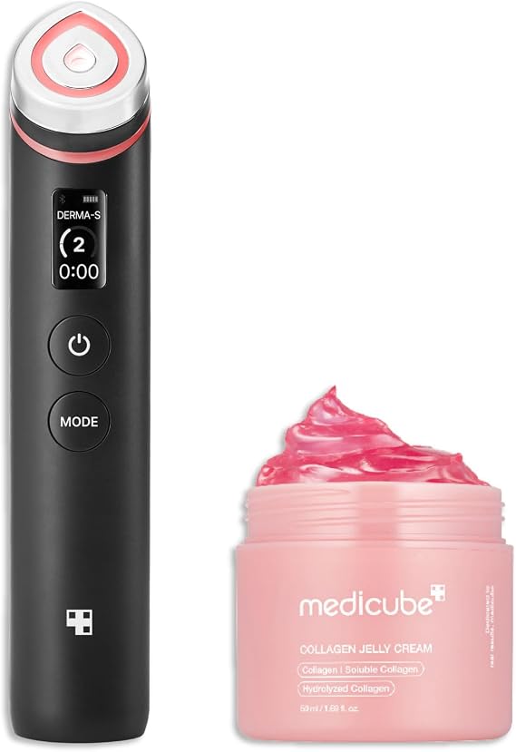 medicube Affordable Glass Skin Duo: Age-R Booster Pro Black and Collagen Jelly Cream 50mL (1.69 fl.oz) | for Radiant and Firmer-Looking Glow | At-Home Care