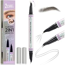 2CHILL 30° Curved Eyebrow Pencil, Magic 2 in 1 Eyebrow Pen Pro, Waterproof Eye Brow Pen with 2 Tips, Vivid Microblading Brow Pencils for Women, Last All Day Makeup (04 Black Brown)