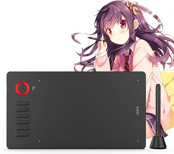 Digital Drawing Tablet VEIKK A15Pro Graphics Pen Tablet 10 x 6 Inch Graphics Tablet with 12 Shortcut Keys and 1 Quick Dial,Supports Tilt Function,for MAC/Win/Linux/Android OS (RED)