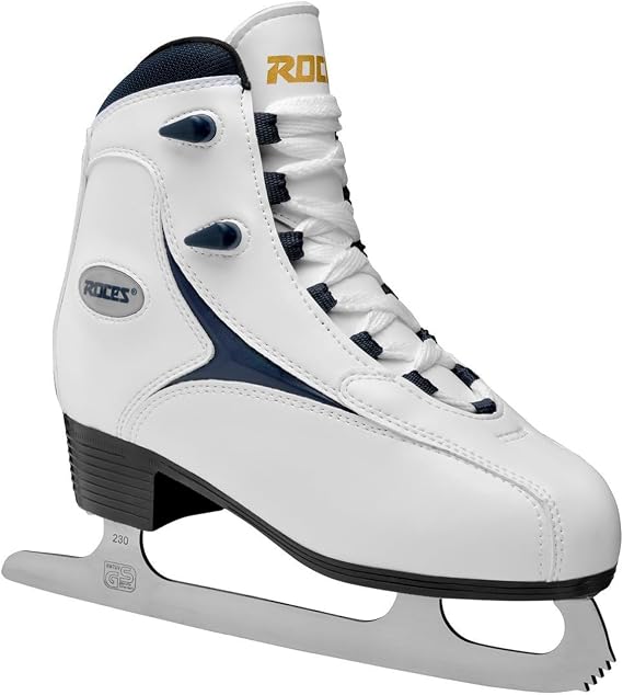 Roces Women's Sport & Leisure RFG 1 Durable Comfortable Fashionable Lace-Up Ice Figure Skates with Stainless Steel Blades, Reinforced Synthetic Upper & Anatomic Padding, White, 8