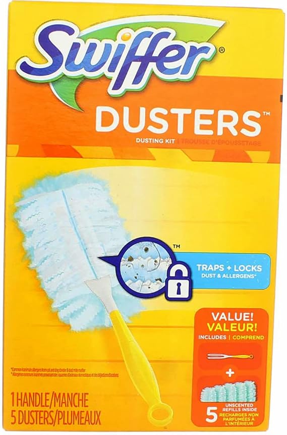 Swiffer Dusters Disposable Cleaning Dusters Unscented Starter Kit, 1 Kit (Pack of 2), White