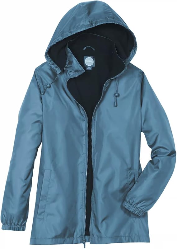 totes Women Rain Jacket with Hood Rain Coat for Women Waterproof Womens Coats, Storm Blue, Large