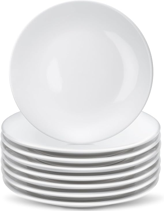 8 Pcs Porcelain Dessert Plates, 15.3cm White Appetizer Plates | Round Small White Plate, Ceramic Dessert Plate for Cake Snacks, Microwave Oven and Dishwasher Safe