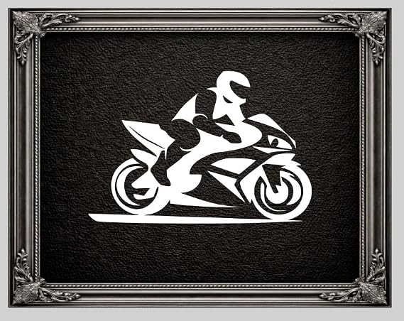 Custom Decal Car for Sportbike Rider Motorcycle Side View for Car, Truck, Funny, Tumbler, Window, Motorcycle, Helmet, Bumper, Decal for Laptop, Phone, Home Decoration / 4 in x 5 in/White