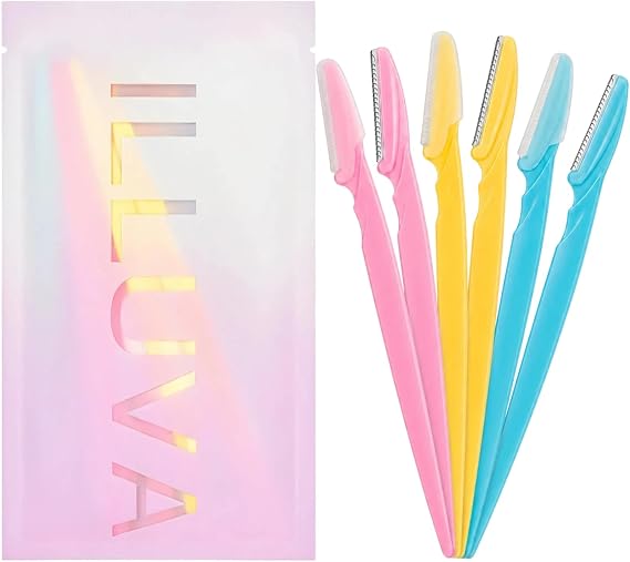 ILLUVA Exfoliating Dermaplaning Tool, Eyebrow Razor, Facial Dermaplane Razors Shaver with Precision Cover for Women and Men Pack of 6