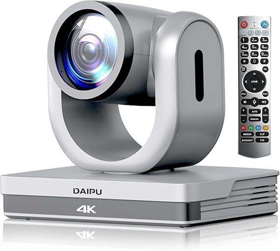 NDI PTZ Camera 4K HDMI USB LAN PoE AI Auto Tracking PTZ Conference Room Camera for Church Live Streaming Video Conference Events Education Broadcast with YouTube Facebook Live Zoom