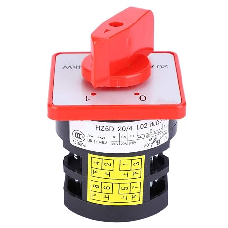 Changeover Selector Switch, Heavy Duty 3 Position 6 Terminals Cam Control Switch 380V 20A 4KW for Industrial Electrical Panels and Generator Systems